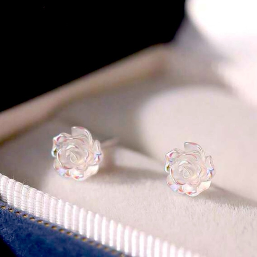925 silver rose earrings